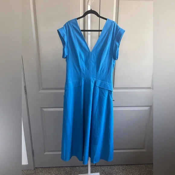 ME+EM Blue Tailored Midi Dress Size 12 Classic Old Money Elegance quiet luxury - Picture 8 of 16